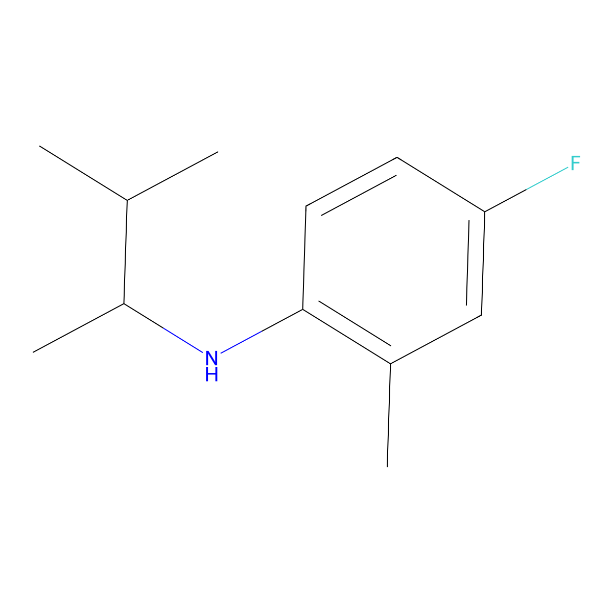 4-fluoro-2-methyl-N-(3-methylbutan-2-yl)aniline molecular structure, CAS 1021022-44-5