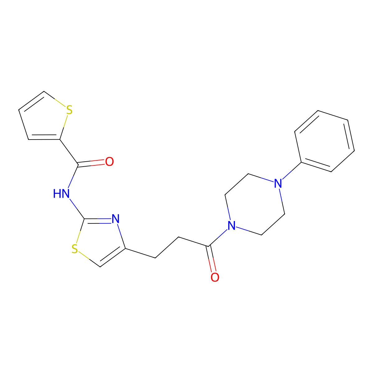N-(4-(3-oxo-3-(4-phenylpiperazin-1-yl)propyl)thiazol-2-yl)thiophene-2-carboxamide molecular structure, CAS 1021022-73-0