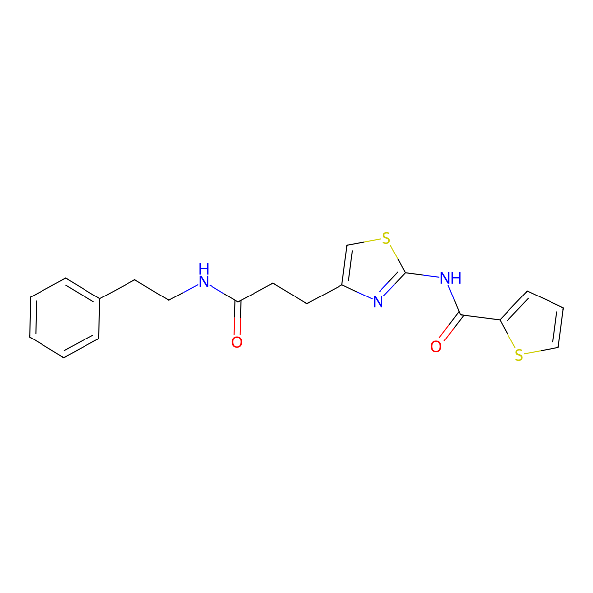 N-(4-(3-oxo-3-(phenethylamino)propyl)thiazol-2-yl)thiophene-2-carboxamide molecular structure, CAS 1021022-76-3