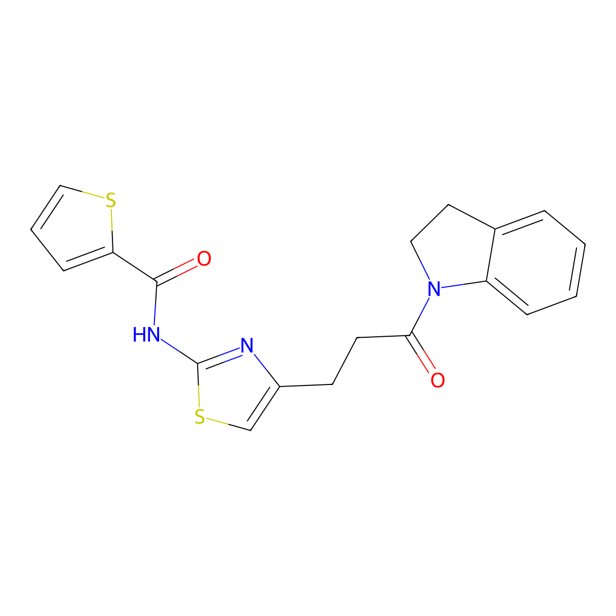 N-(4-(3-(indolin-1-yl)-3-oxopropyl)thiazol-2-yl)thiophene-2-carboxamide molecular structure, CAS 1021022-89-8