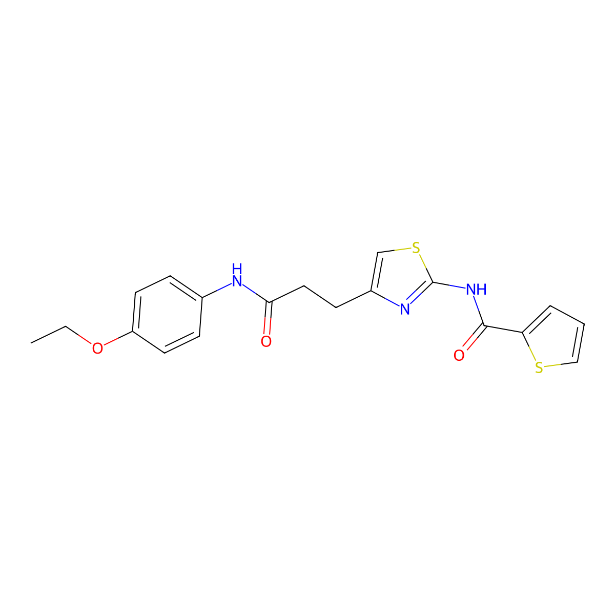 N-(4-(3-((4-ethoxyphenyl)amino)-3-oxopropyl)thiazol-2-yl)thiophene-2-carboxamide molecular structure, CAS 1021022-91-2