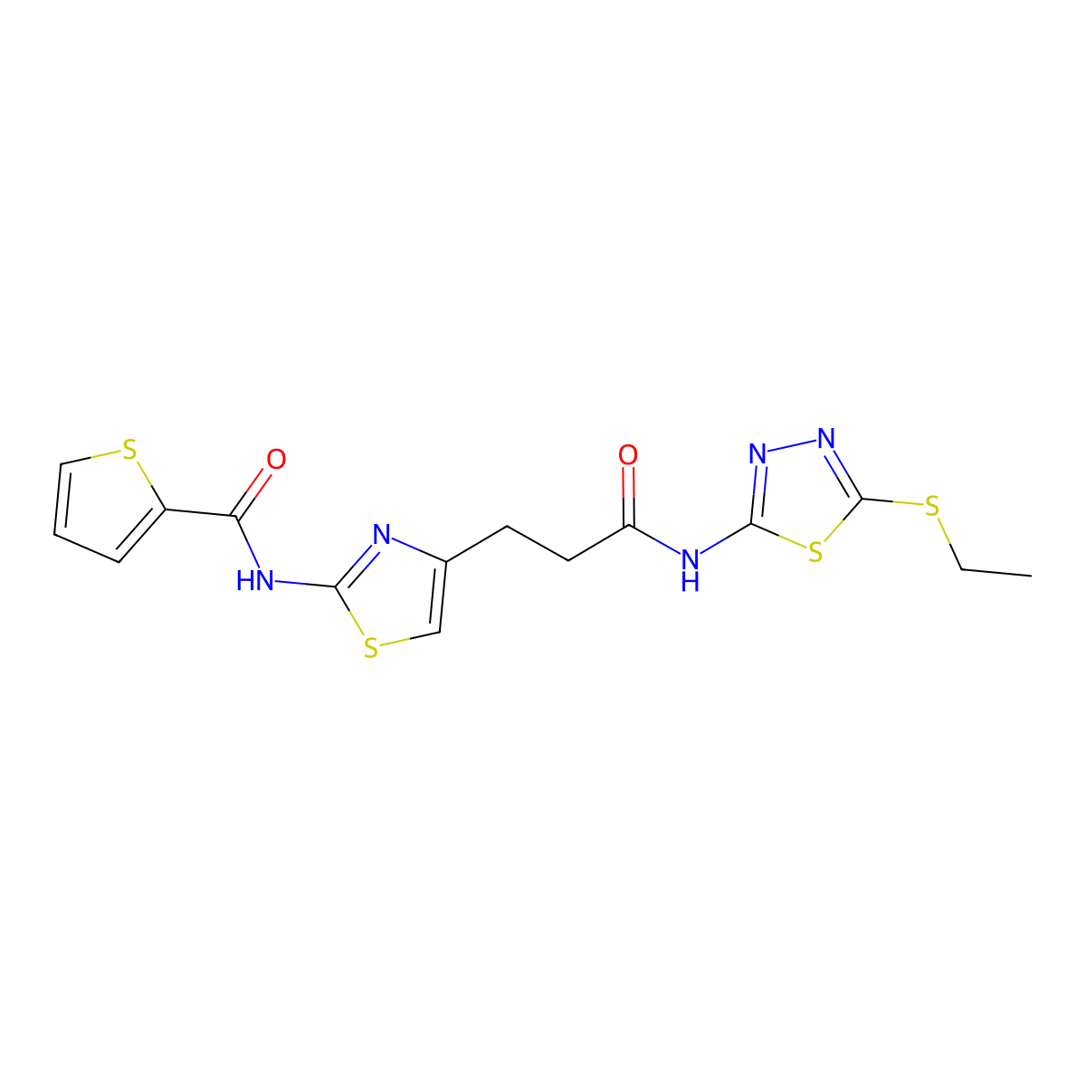 N-(4-(3-((5-(ethylthio)-1,3,4-thiadiazol-2-yl)amino)-3-oxopropyl)thiazol-2-yl)thiophene-2-carboxamide molecular structure, CAS 1021022-96-7