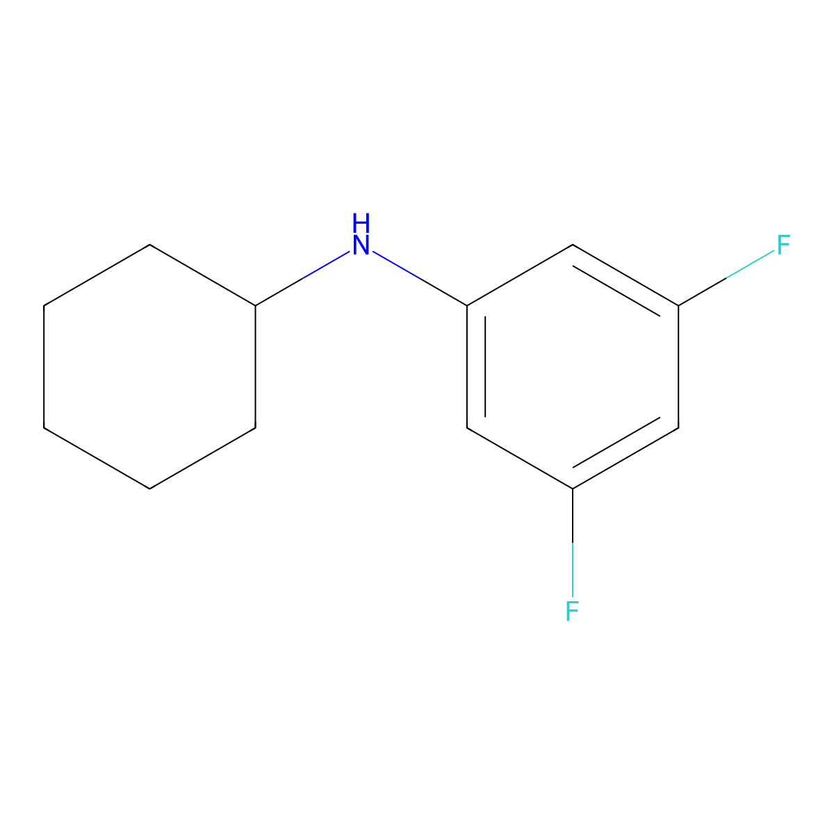 N-cyclohexyl-3,5-difluoroaniline molecular structure, CAS 1021023-13-1