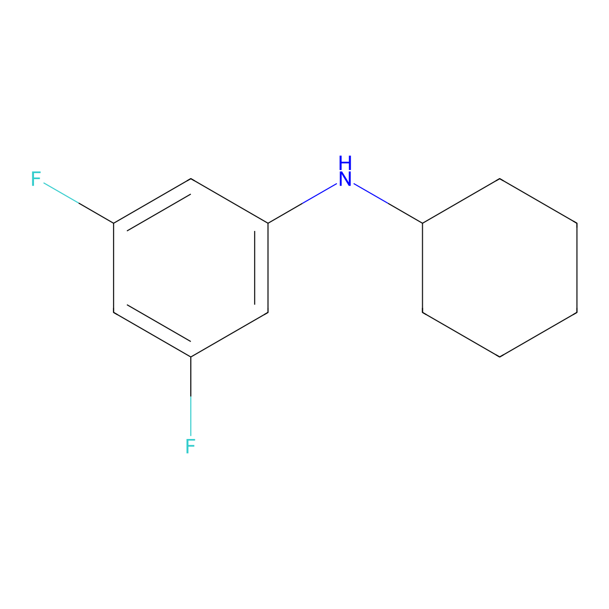 N-cyclohexyl-3,5-difluoroaniline molecular structure, CAS 1021023-13-1
