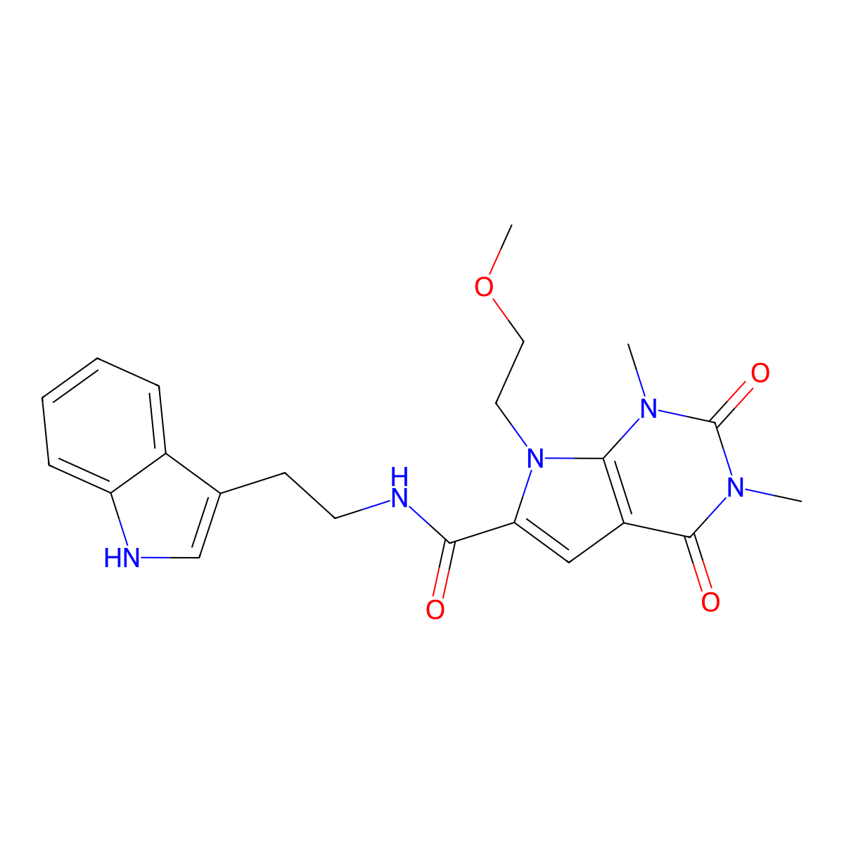N-(2-(1H-indol-3-yl)ethyl)-7-(2-methoxyethyl)-1,3-dimethyl-2,4-dioxo-2,3,4,7-tetrahydro-1H-pyrrolo[2,3-d]pyrimidine-6-carboxamide molecular structure, CAS 1021023-21-1