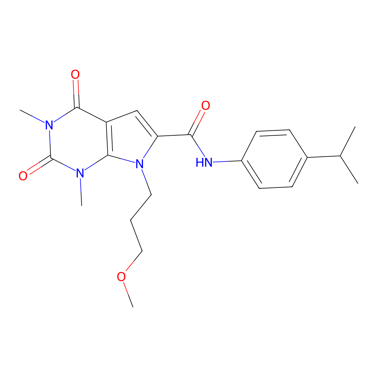 7-(3-methoxypropyl)-1,3-dimethyl-2,4-dioxo-N-[4-(propan-2-yl)phenyl]-2,3,4,7-tetrahydro-1H-pyrrolo[2,3-d]pyrimidine-6-carboxamide molecular structure, CAS 1021023-26-6