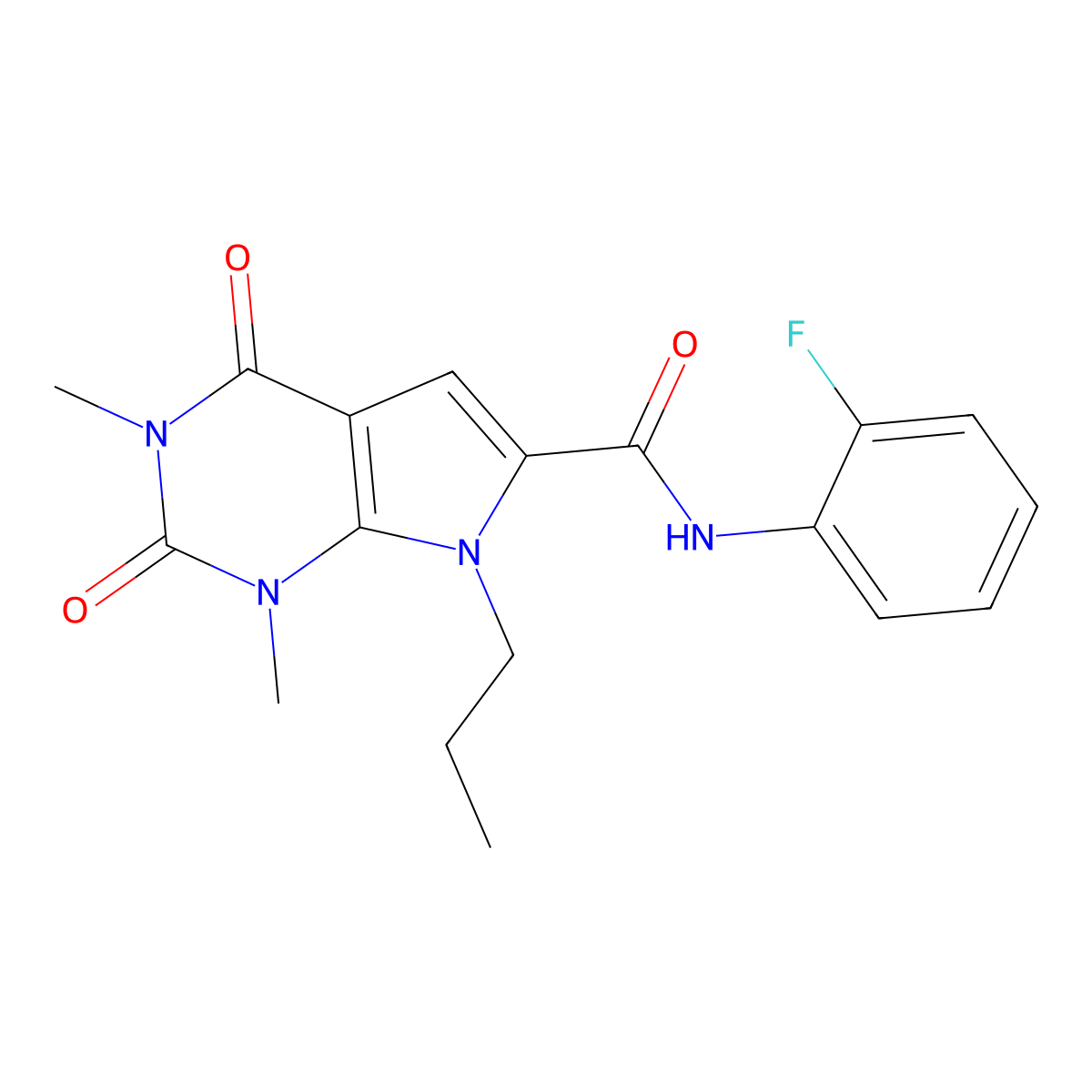 N-(2-fluorophenyl)-1,3-dimethyl-2,4-dioxo-7-propyl-2,3,4,7-tetrahydro-1H-pyrrolo[2,3-d]pyrimidine-6-carboxamide molecular structure, CAS 1021023-41-5