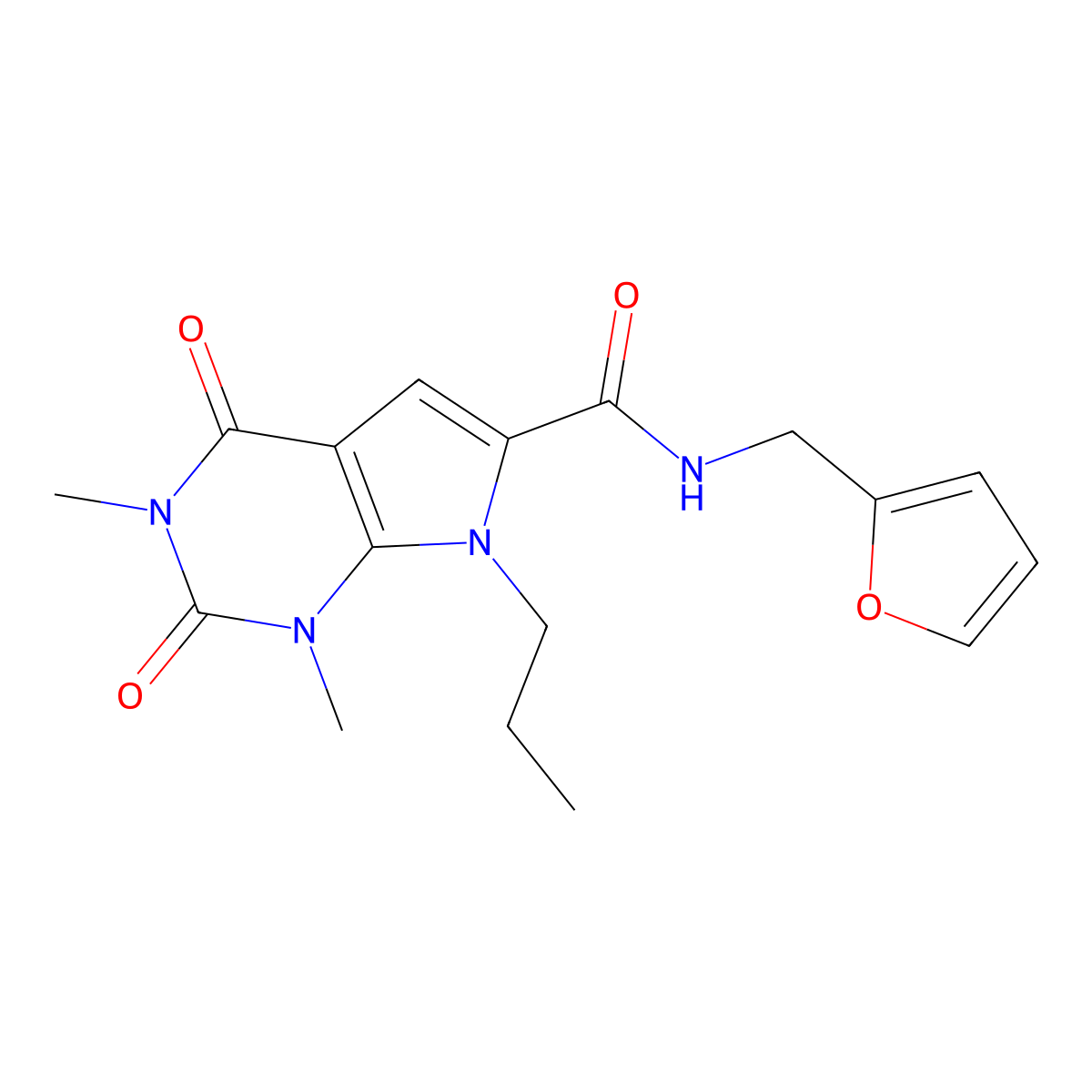 N-(furan-2-ylmethyl)-1,3-dimethyl-2,4-dioxo-7-propyl-2,3,4,7-tetrahydro-1H-pyrrolo[2,3-d]pyrimidine-6-carboxamide molecular structure, CAS 1021023-49-3