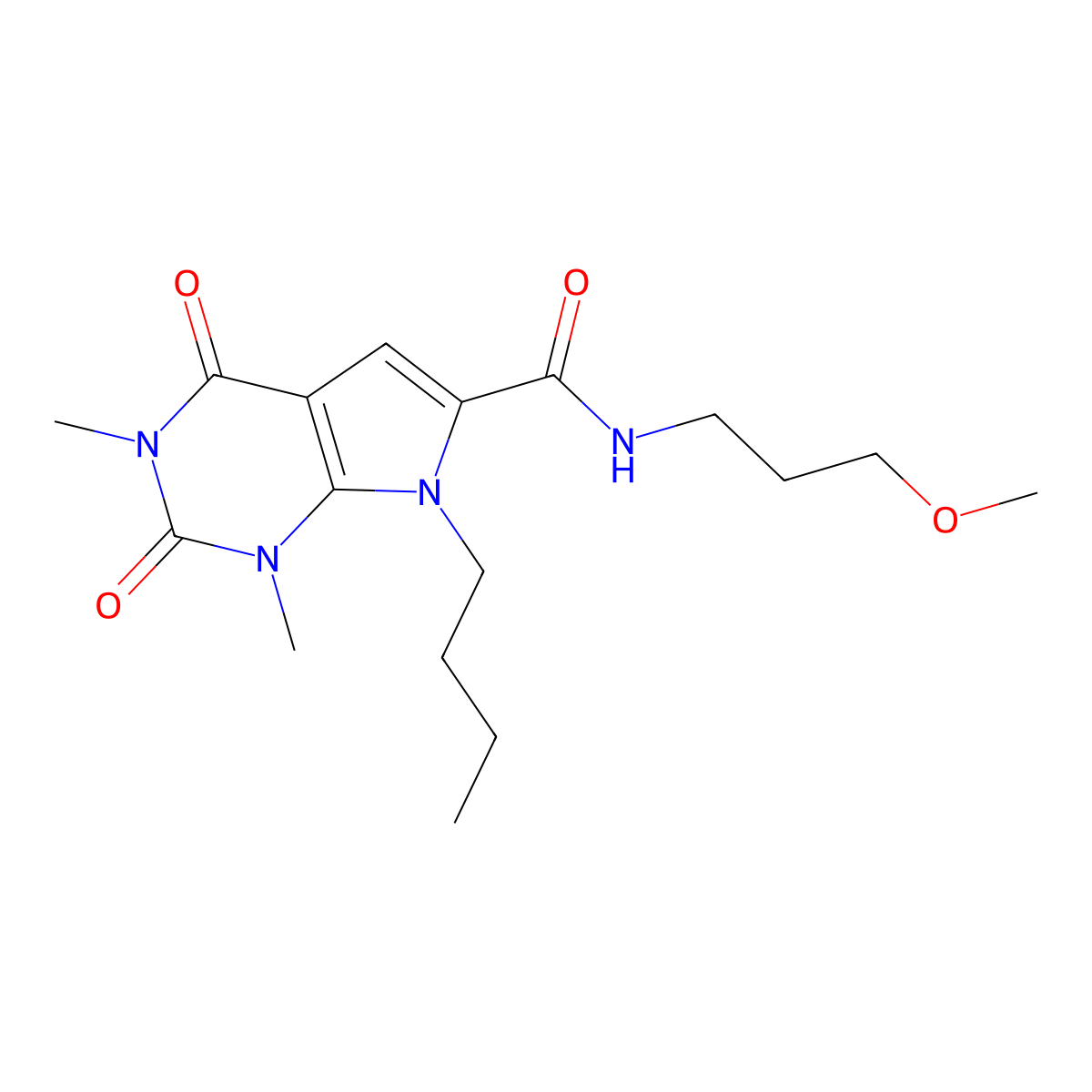 7-butyl-N-(3-methoxypropyl)-1,3-dimethyl-2,4-dioxo-2,3,4,7-tetrahydro-1H-pyrrolo[2,3-d]pyrimidine-6-carboxamide molecular structure, CAS 1021023-52-8
