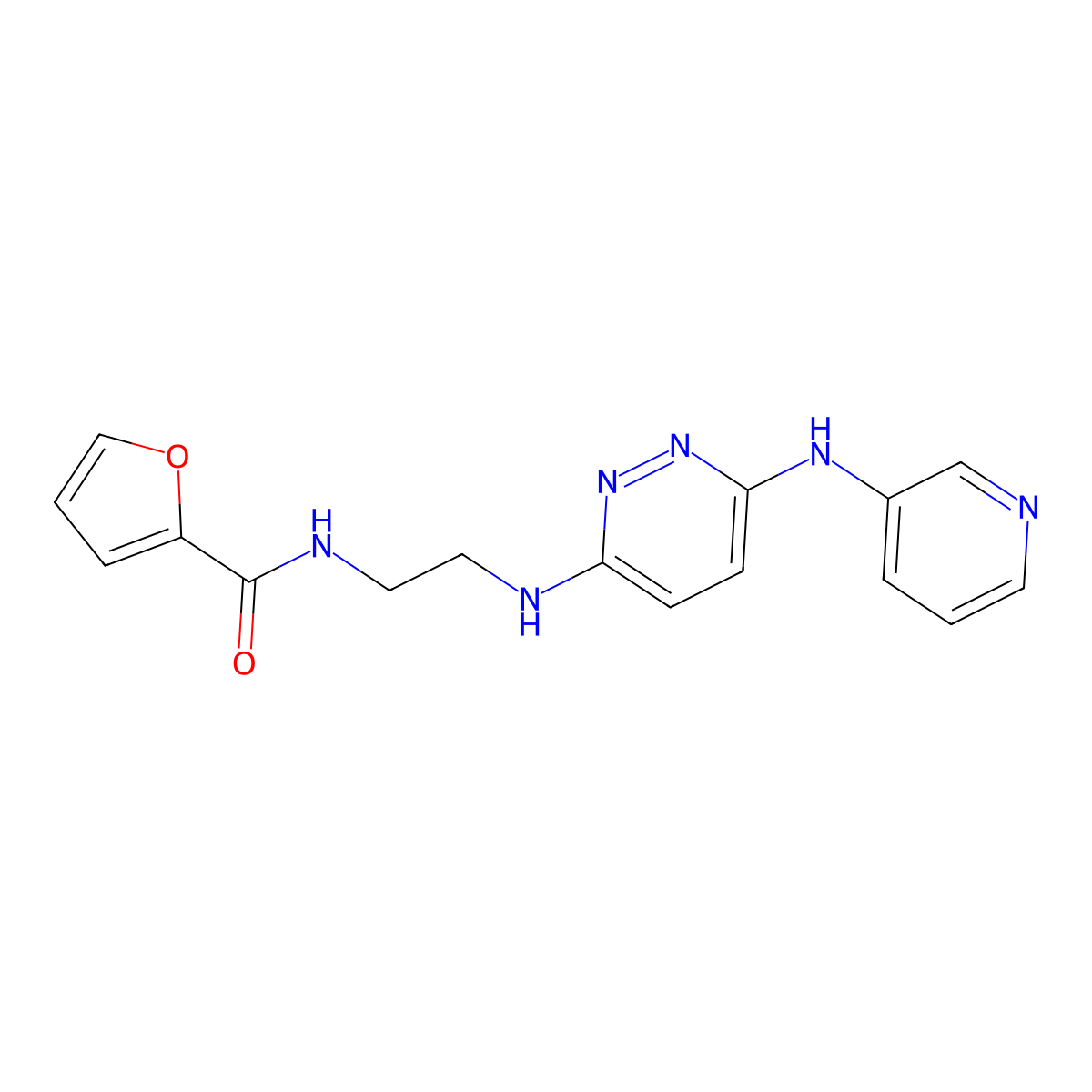N-(2-((6-(pyridin-3-ylamino)pyridazin-3-yl)amino)ethyl)furan-2-carboxamide molecular structure, CAS 1021023-61-9