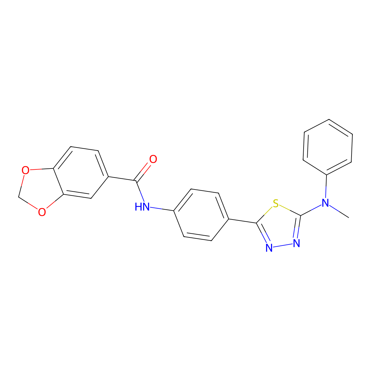 N-(4-(5-(methyl(phenyl)amino)-1,3,4-thiadiazol-2-yl)phenyl)benzo[d][1,3]dioxole-5-carboxamide molecular structure, CAS 1021023-63-1