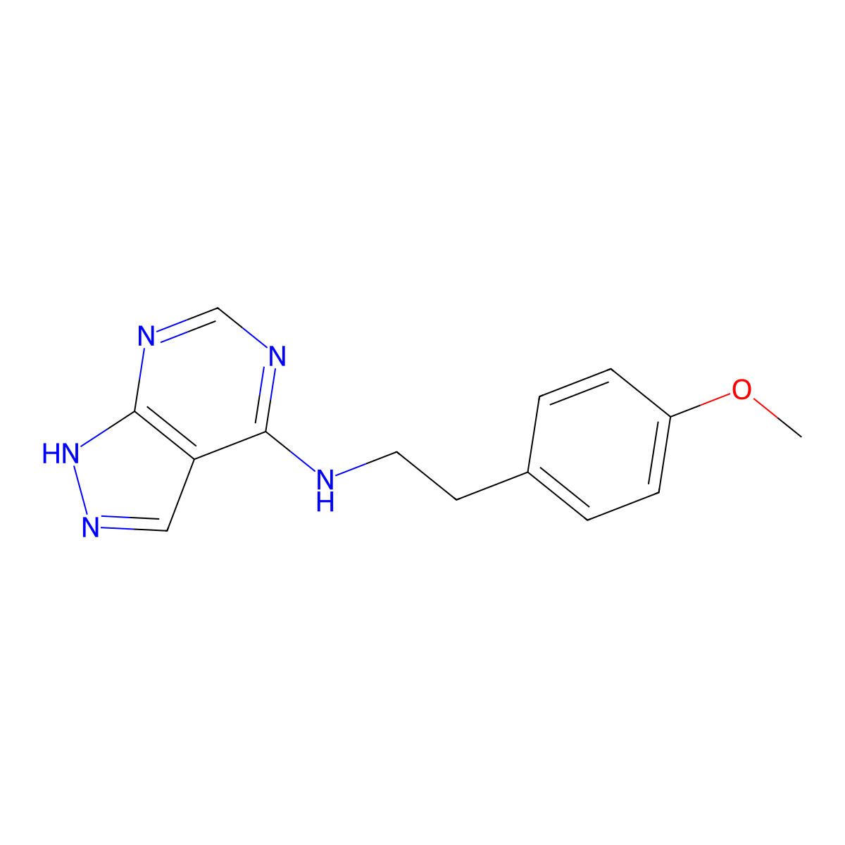 N-[2-(4-methoxyphenyl)ethyl]-1H-pyrazolo[3,4-d]pyrimidin-4-amine molecular structure, CAS 1021023-72-2
