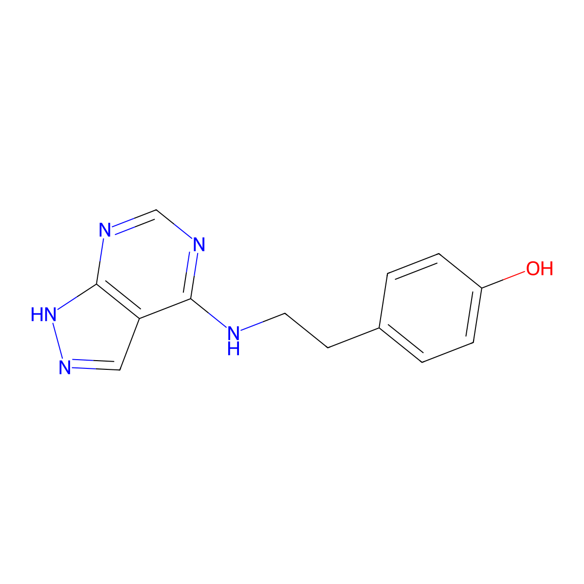 4-(2-((1H-pyrazolo[3,4-d]pyrimidin-4-yl)amino)ethyl)phenol molecular structure, CAS 1021023-73-3
