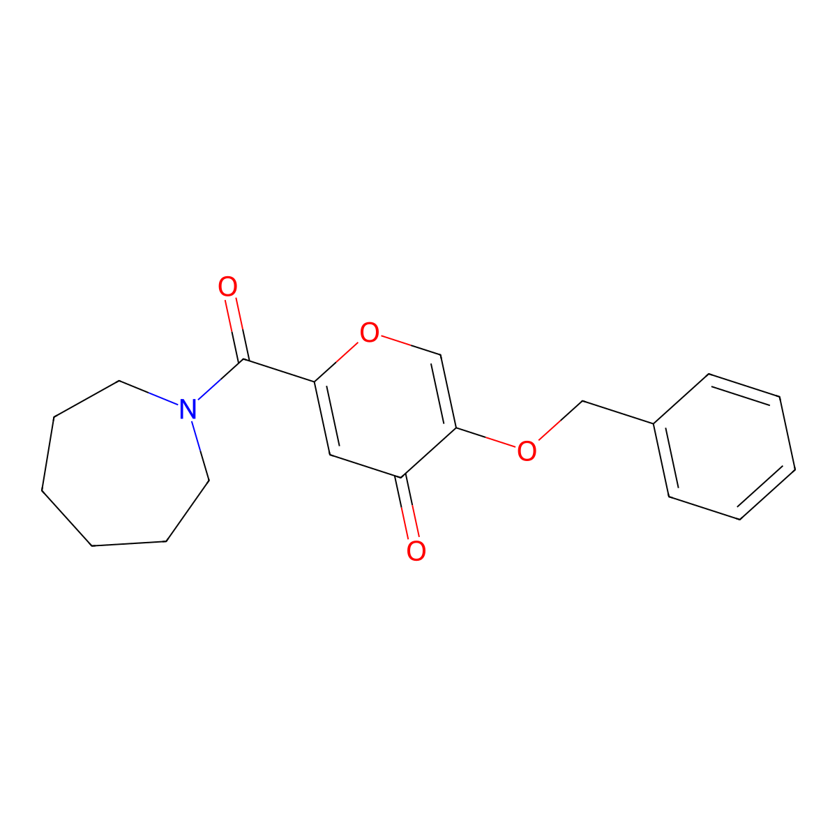 2-(azepane-1-carbonyl)-5-(benzyloxy)-4H-pyran-4-one molecular structure, CAS 1021023-75-5