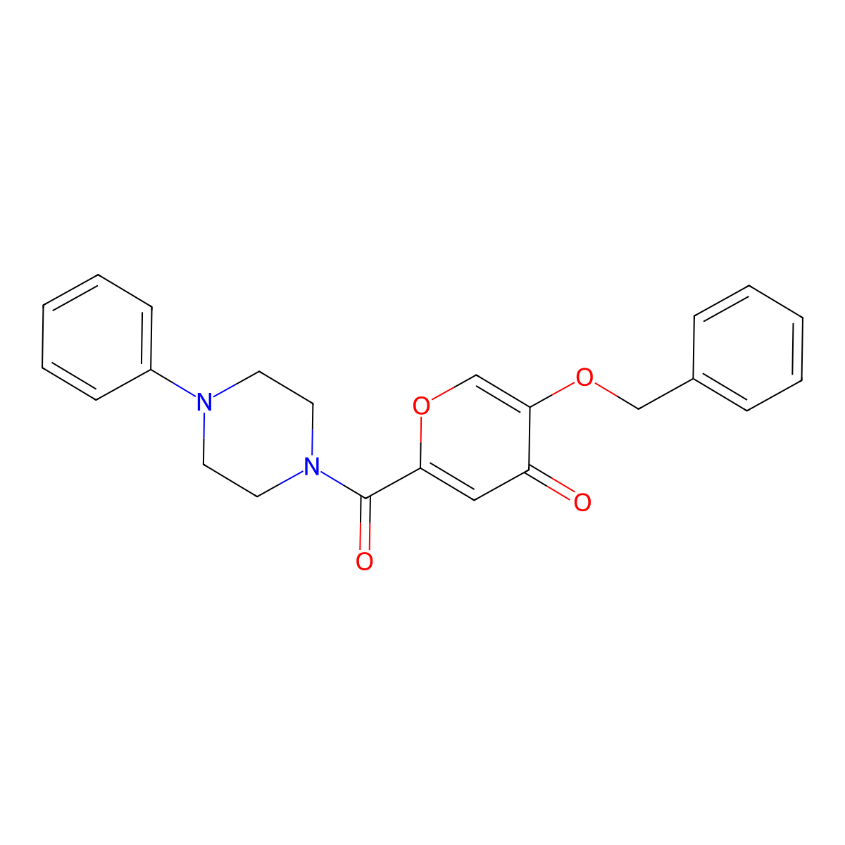 5-(benzyloxy)-2-(4-phenylpiperazine-1-carbonyl)-4H-pyran-4-one molecular structure, CAS 1021023-77-7