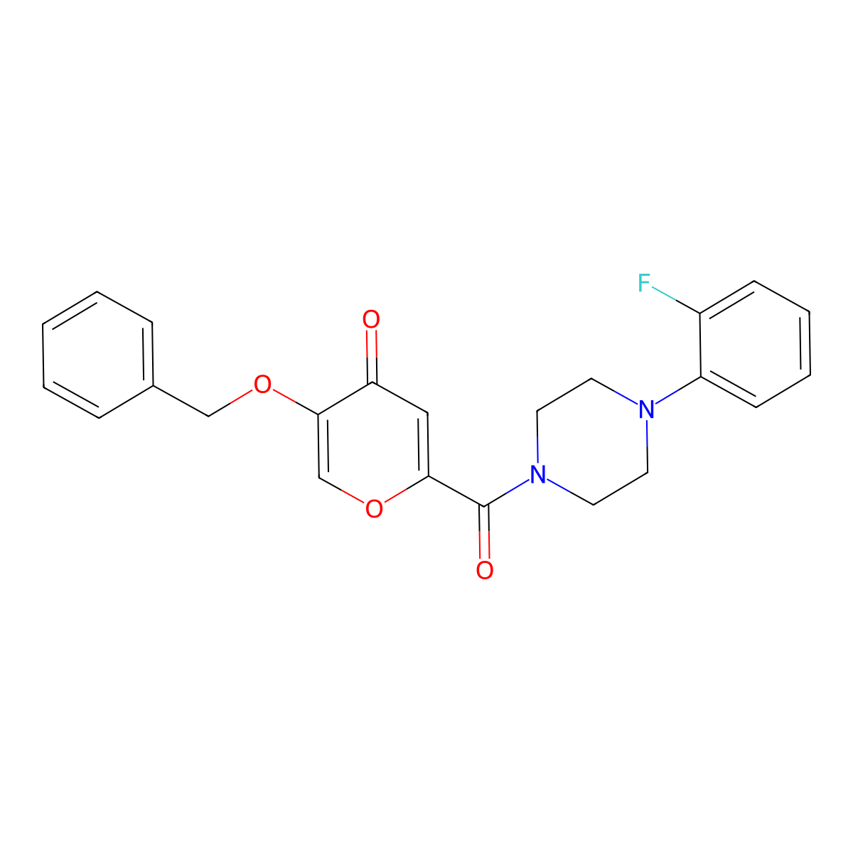 5-(benzyloxy)-2-(4-(2-fluorophenyl)piperazine-1-carbonyl)-4H-pyran-4-one molecular structure, CAS 1021023-79-9
