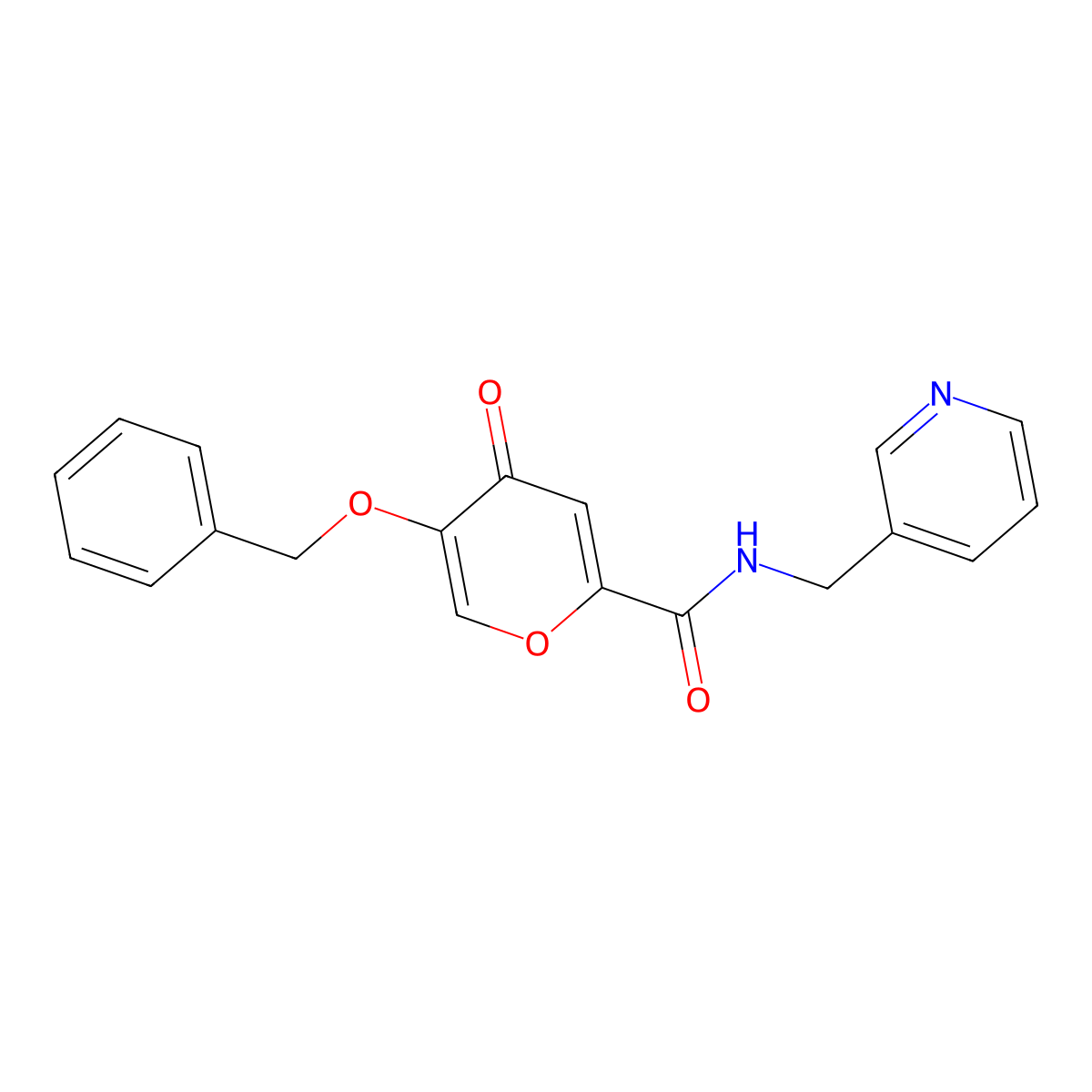 5-(benzyloxy)-4-oxo-N-(pyridin-3-ylmethyl)-4H-pyran-2-carboxamide molecular structure, CAS 1021023-86-8