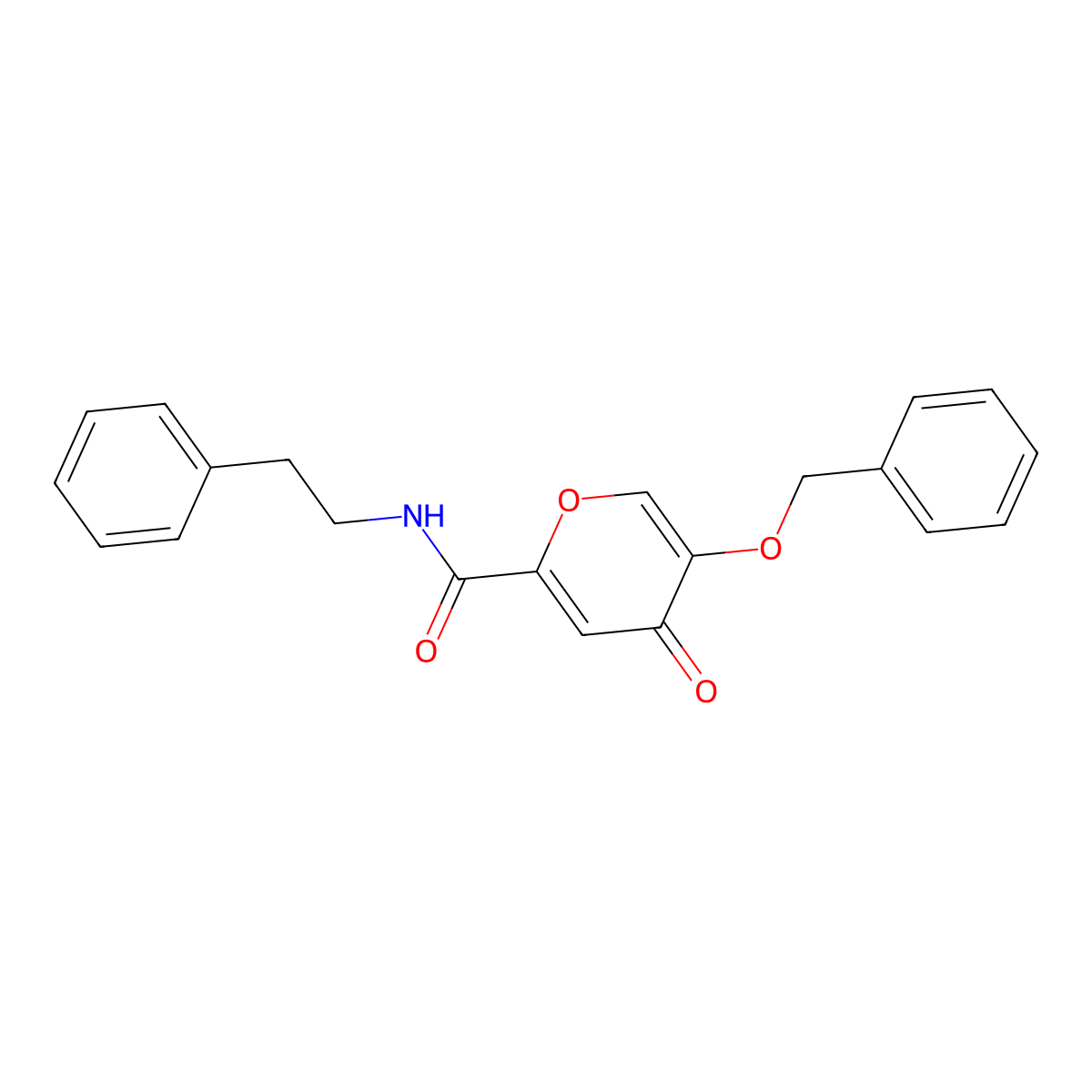 5-(benzyloxy)-4-oxo-N-phenethyl-4H-pyran-2-carboxamide molecular structure, CAS 1021023-89-1