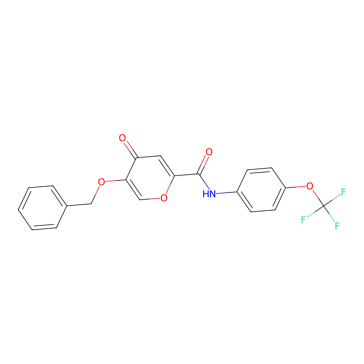 5-(benzyloxy)-4-oxo-N-(4-(trifluoromethoxy)phenyl)-4H-pyran-2-carboxamide molecular structure, CAS 1021023-96-0
