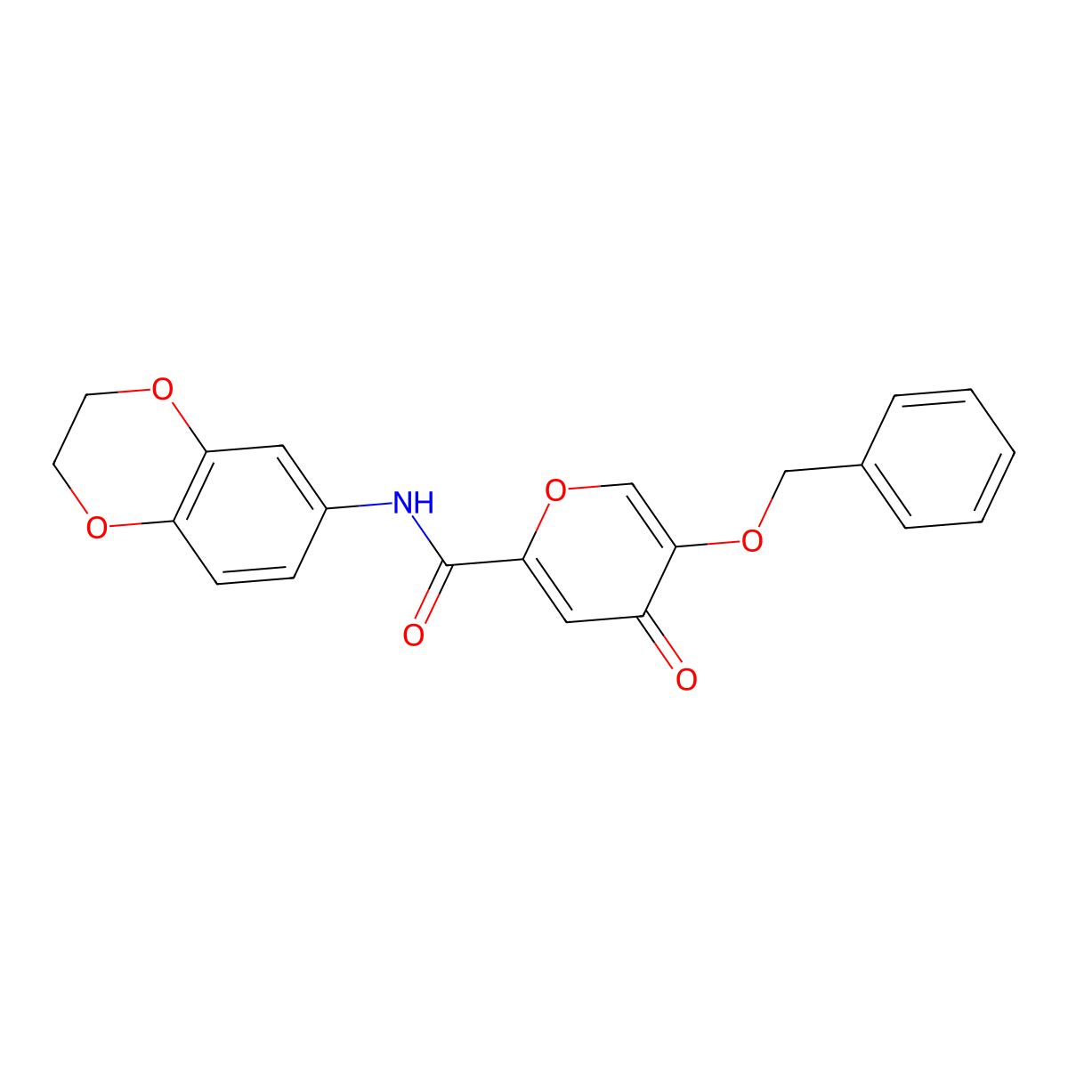 5-(benzyloxy)-N-(2,3-dihydrobenzo[b][1,4]dioxin-6-yl)-4-oxo-4H-pyran-2-carboxamide molecular structure, CAS 1021023-99-3