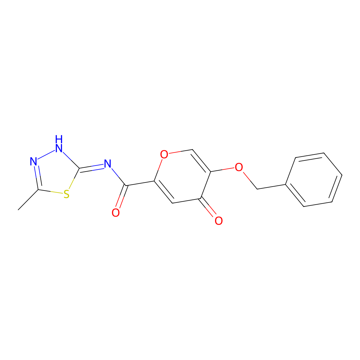 5-(benzyloxy)-N-(5-methyl-1,3,4-thiadiazol-2-yl)-4-oxo-4H-pyran-2-carboxamide molecular structure, CAS 1021024-01-0