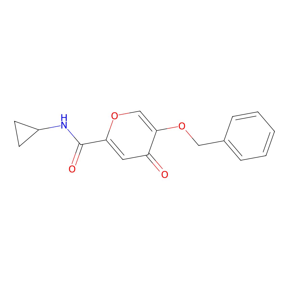 5-(benzyloxy)-N-cyclopropyl-4-oxo-4H-pyran-2-carboxamide molecular structure, CAS 1021024-04-3