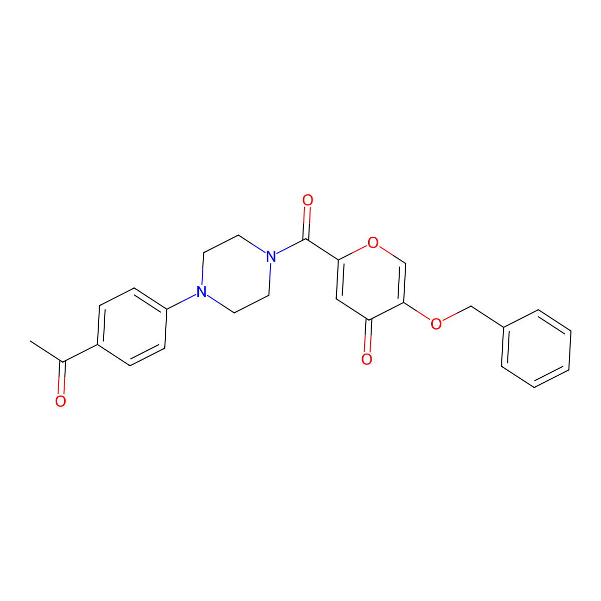 2-(4-(4-acetylphenyl)piperazine-1-carbonyl)-5-(benzyloxy)-4H-pyran-4-one molecular structure, CAS 1021024-06-5