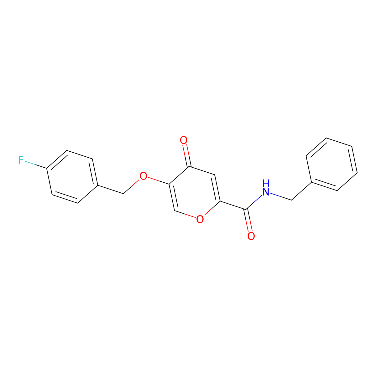 N-benzyl-5-((4-fluorobenzyl)oxy)-4-oxo-4H-pyran-2-carboxamide molecular structure, CAS 1021024-27-0