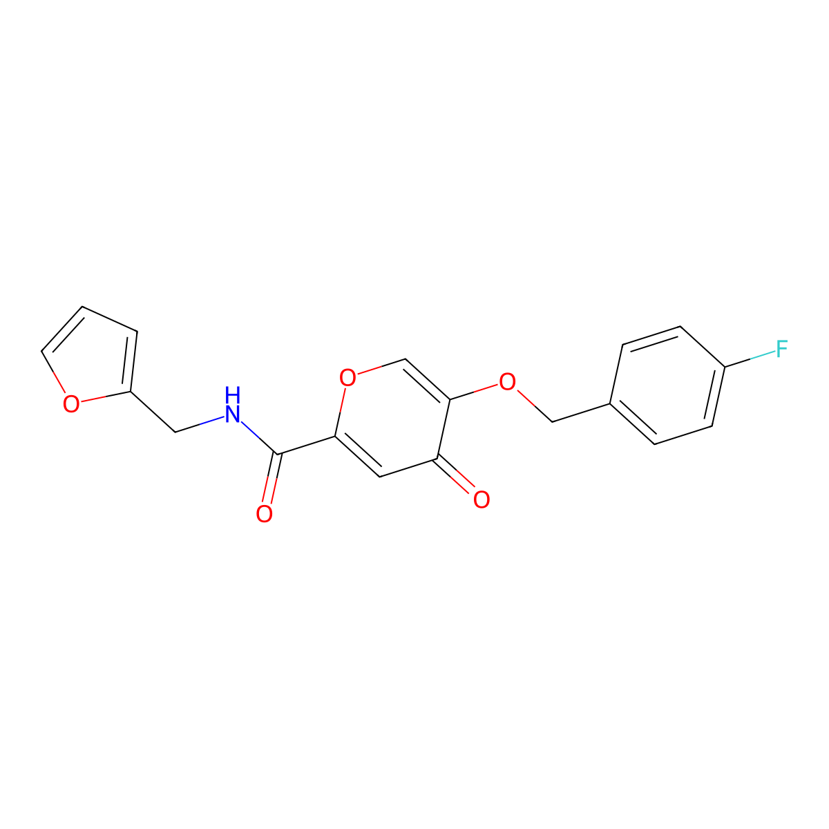 5-((4-fluorobenzyl)oxy)-N-(furan-2-ylmethyl)-4-oxo-4H-pyran-2-carboxamide molecular structure, CAS 1021024-32-7
