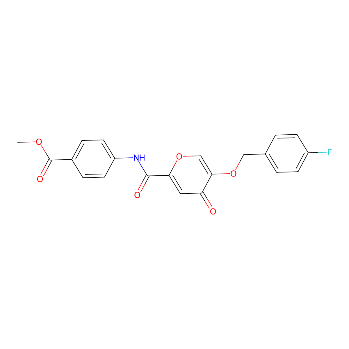 methyl 4-(5-((4-fluorobenzyl)oxy)-4-oxo-4H-pyran-2-carboxamido)benzoate molecular structure, CAS 1021024-41-8