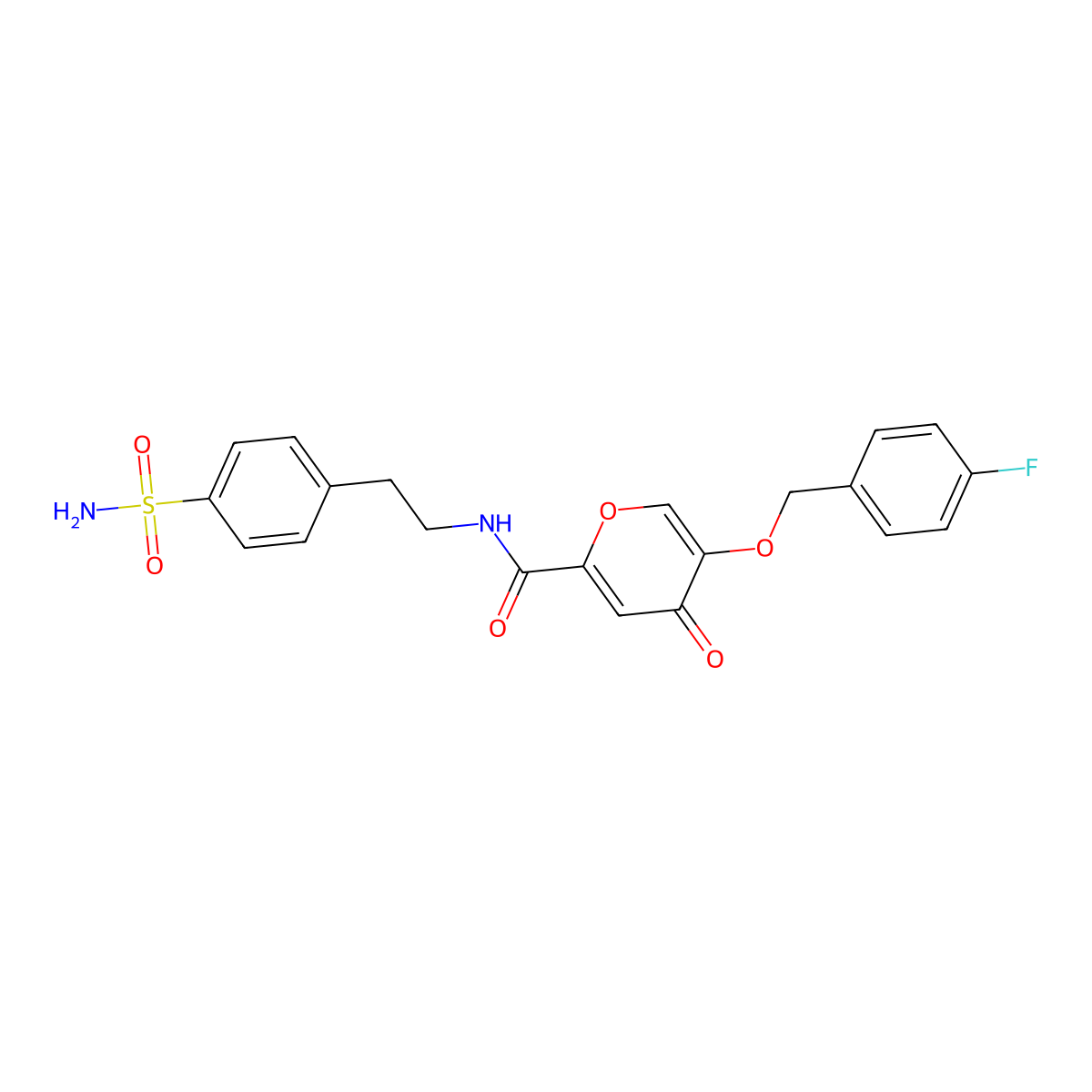 5-((4-fluorobenzyl)oxy)-4-oxo-N-(4-sulfamoylphenethyl)-4H-pyran-2-carboxamide molecular structure, CAS 1021024-50-9