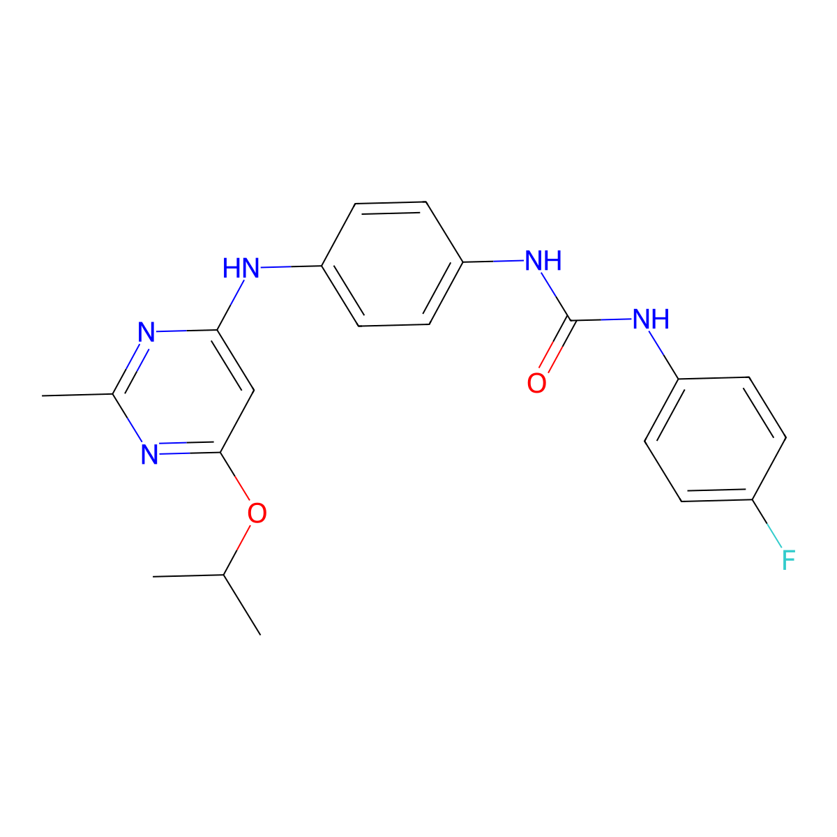 1-(4-Fluorophenyl)-3-(4-((6-isopropoxy-2-methylpyrimidin-4-yl)amino)phenyl)urea molecular structure, CAS 1021024-52-1