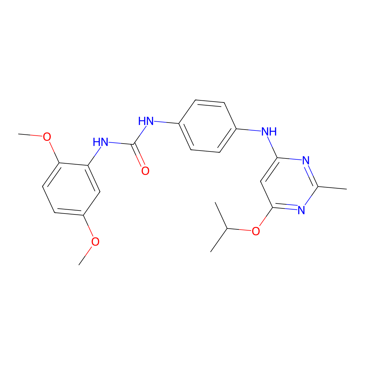 1-(2,5-Dimethoxyphenyl)-3-(4-((6-isopropoxy-2-methylpyrimidin-4-yl)amino)phenyl)urea molecular structure, CAS 1021024-55-4