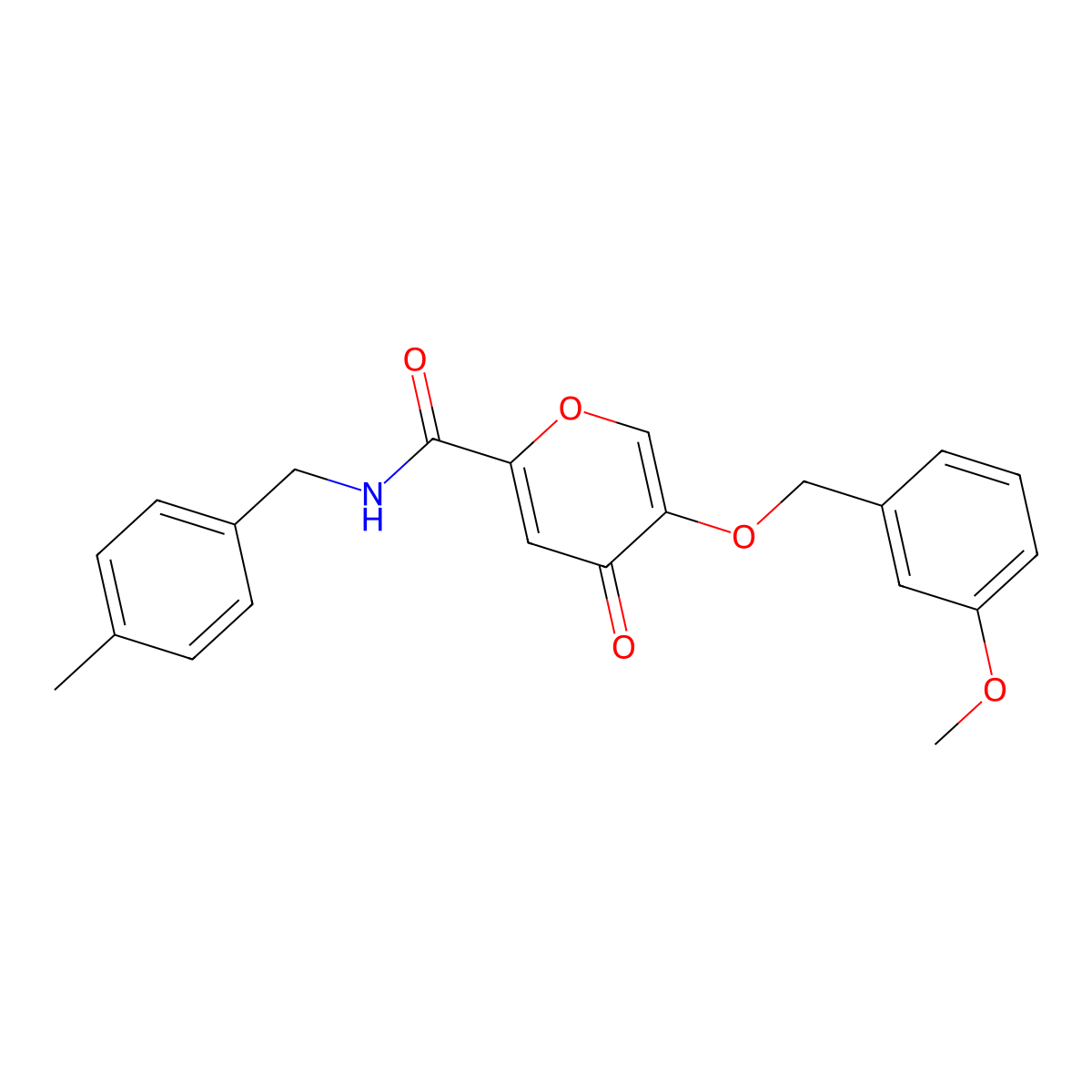 5-((3-methoxybenzyl)oxy)-N-(4-methylbenzyl)-4-oxo-4H-pyran-2-carboxamide molecular structure, CAS 1021024-59-8