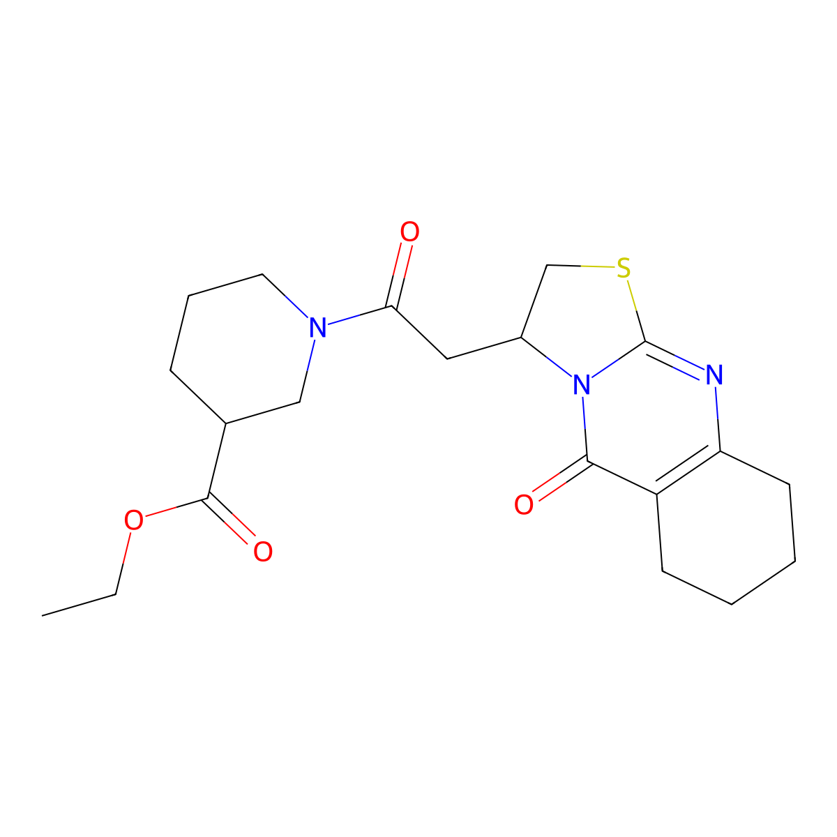 ethyl 1-(2-(5-oxo-3,5,6,7,8,9-hexahydro-2H-thiazolo[2,3-b]quinazolin-3-yl)acetyl)piperidine-3-carboxylate molecular structure, CAS 1021024-61-2