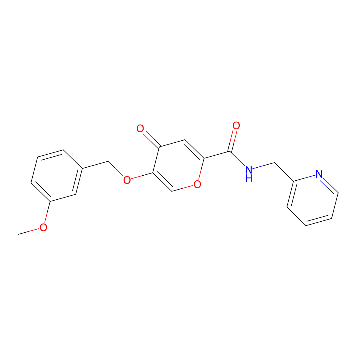 5-((3-methoxybenzyl)oxy)-4-oxo-N-(pyridin-2-ylmethyl)-4H-pyran-2-carboxamide molecular structure, CAS 1021024-62-3