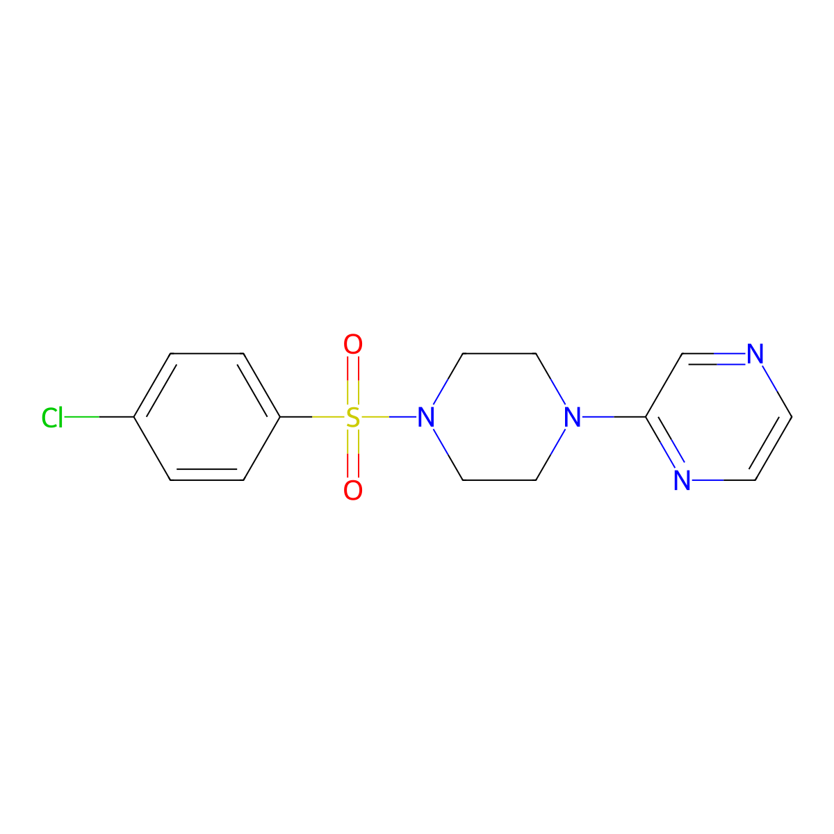 2-[4-(4-Chlorophenyl)sulfonylpiperazin-1-yl]pyrazine molecular structure, CAS 1021024-71-4