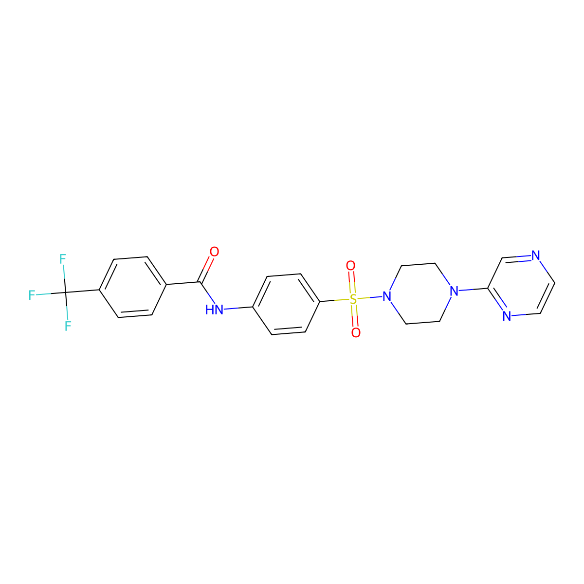 N-(4-((4-(pyrazin-2-yl)piperazin-1-yl)sulfonyl)phenyl)-4-(trifluoromethyl)benzamide molecular structure, CAS 1021024-77-0