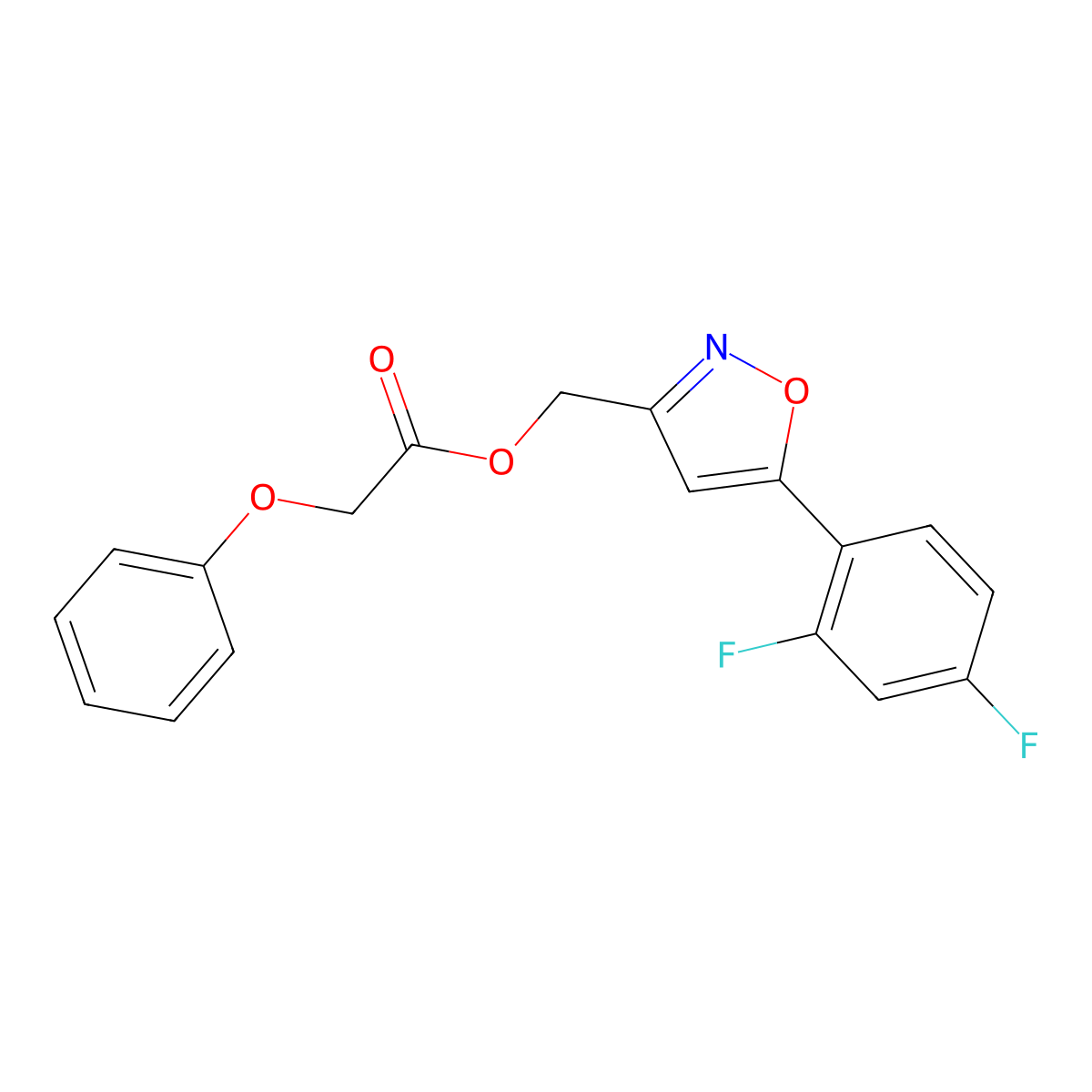 (5-(2,4-Difluorophenyl)isoxazol-3-yl)methyl 2-phenoxyacetate molecular structure, CAS 1021024-88-3