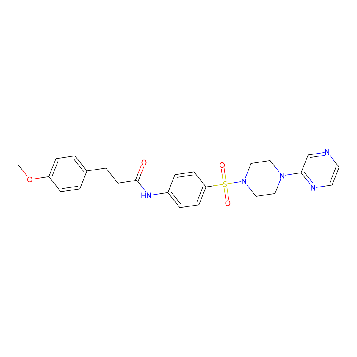 3-(4-methoxyphenyl)-N-(4-((4-(pyrazin-2-yl)piperazin-1-yl)sulfonyl)phenyl)propanamide molecular structure, CAS 1021024-89-4