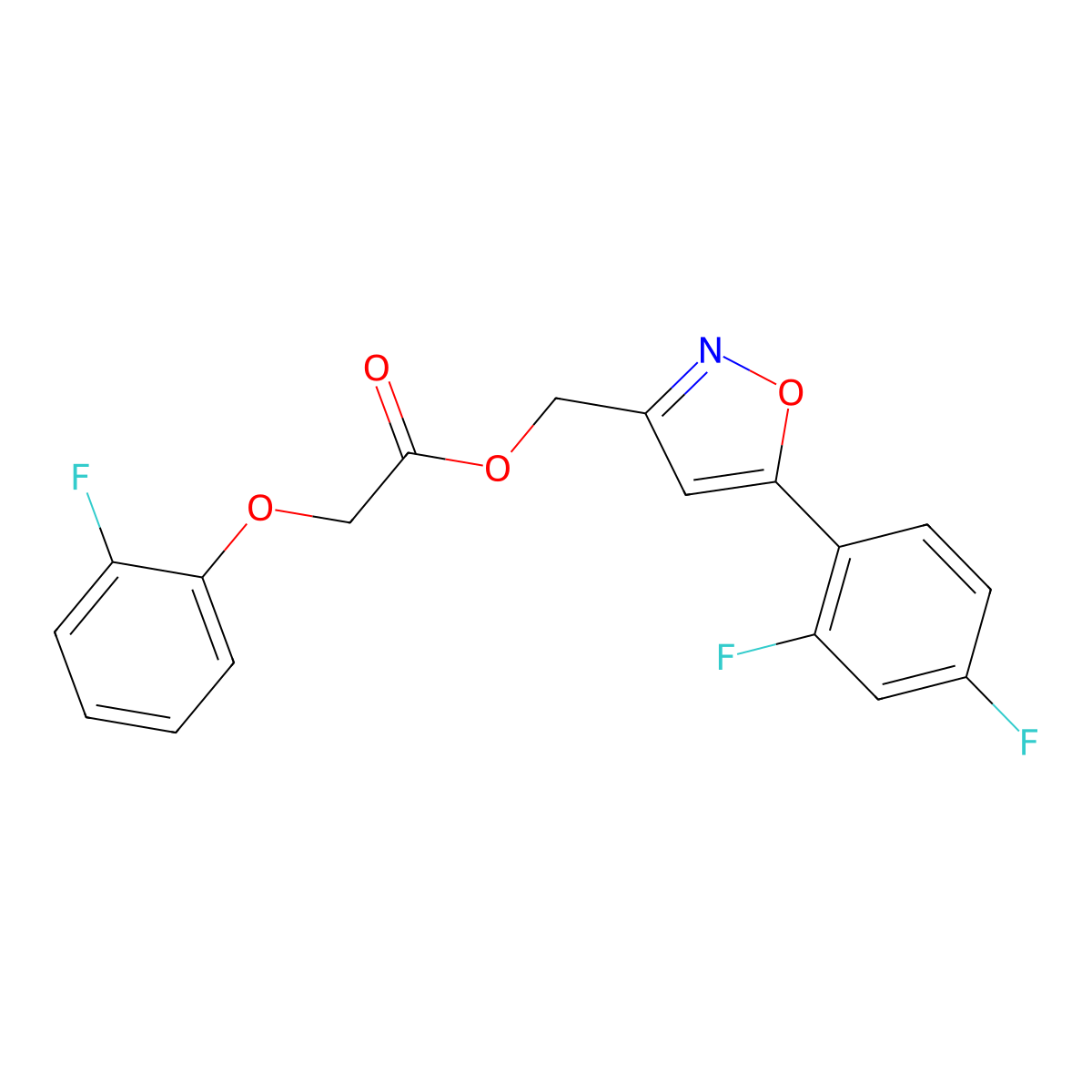 (5-(2,4-Difluorophenyl)isoxazol-3-yl)methyl 2-(2-fluorophenoxy)acetate molecular structure, CAS 1021024-93-0