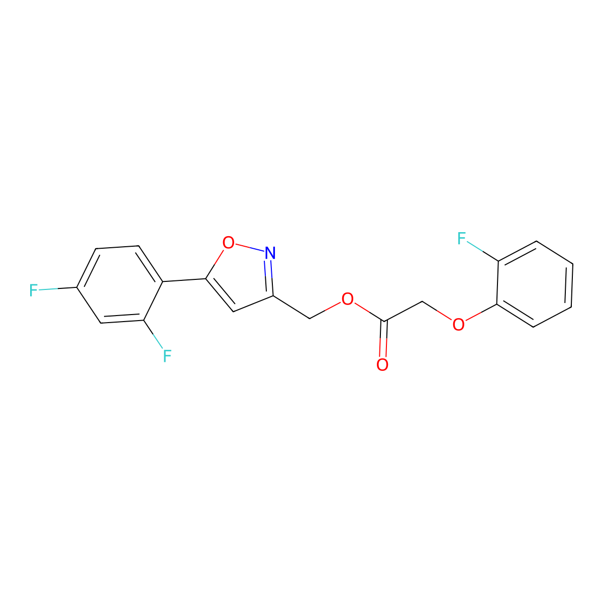 (5-(2,4-Difluorophenyl)isoxazol-3-yl)methyl 2-(2-fluorophenoxy)acetate molecular structure, CAS 1021024-93-0