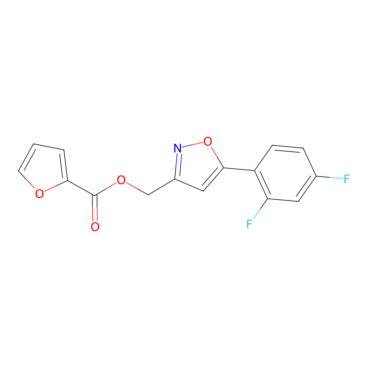 (5-(2,4-Difluorophenyl)isoxazol-3-yl)methyl furan-2-carboxylate molecular structure, CAS 1021024-95-2