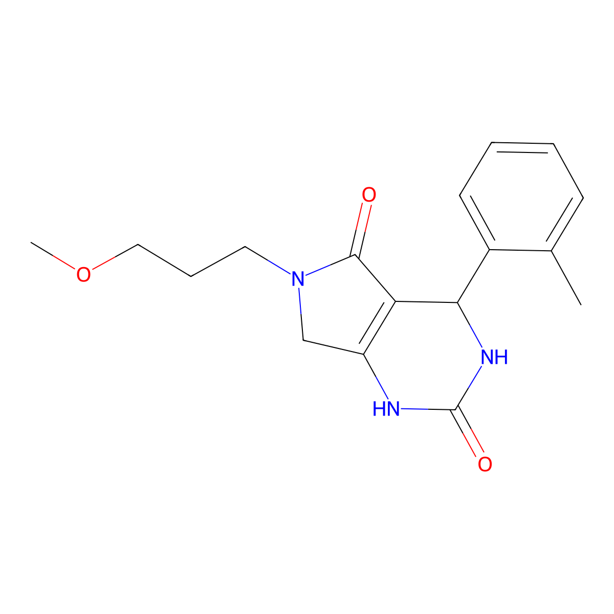 6-(3-methoxypropyl)-4-(o-tolyl)-3,4,6,7-tetrahydro-1H-pyrrolo[3,4-d]pyrimidine-2,5-dione molecular structure, CAS 1021024-97-4