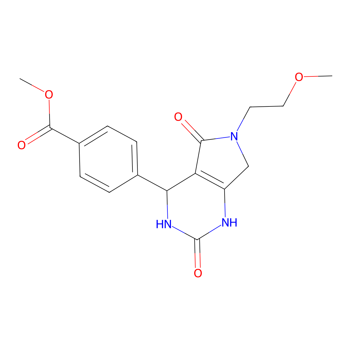 methyl 4-(6-(2-methoxyethyl)-2,5-dioxo-2,3,4,5,6,7-hexahydro-1H-pyrrolo[3,4-d]pyrimidin-4-yl)benzoate molecular structure, CAS 1021025-07-9