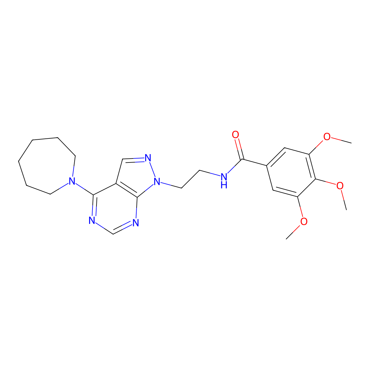 N-(2-(4-(azepan-1-yl)-1H-pyrazolo[3,4-d]pyrimidin-1-yl)ethyl)-3,4,5-trimethoxybenzamide molecular structure, CAS 1021025-58-0