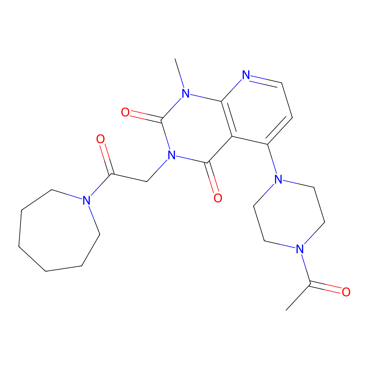 5-(4-acetylpiperazin-1-yl)-3-(2-(azepan-1-yl)-2-oxoethyl)-1-methylpyrido[2,3-d]pyrimidine-2,4(1H,3H)-dione molecular structure, CAS 1021026-12-9