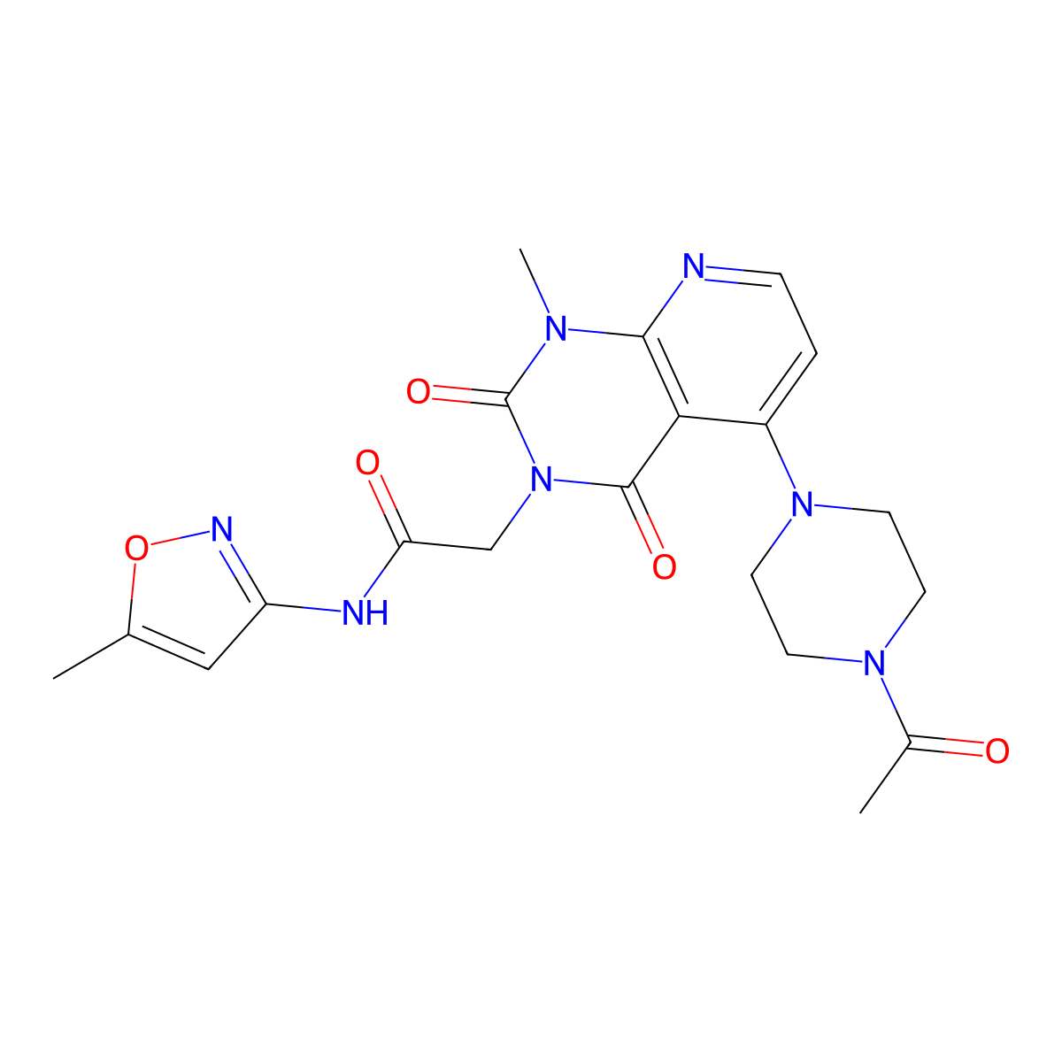 2-(5-(4-acetylpiperazin-1-yl)-1-methyl-2,4-dioxo-1,2-dihydropyrido[2,3-d]pyrimidin-3(4H)-yl)-N-(5-methylisoxazol-3-yl)acetamide molecular structure, CAS 1021026-16-3