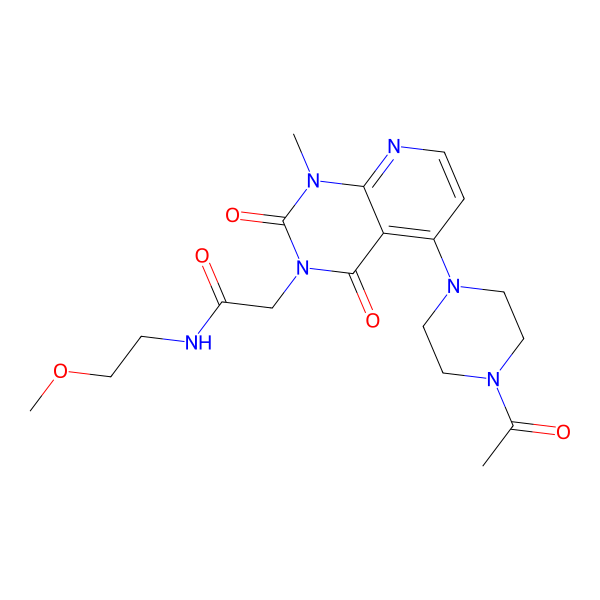 2-(5-(4-acetylpiperazin-1-yl)-1-methyl-2,4-dioxo-1,2-dihydropyrido[2,3-d]pyrimidin-3(4H)-yl)-N-(2-methoxyethyl)acetamide molecular structure, CAS 1021026-20-9