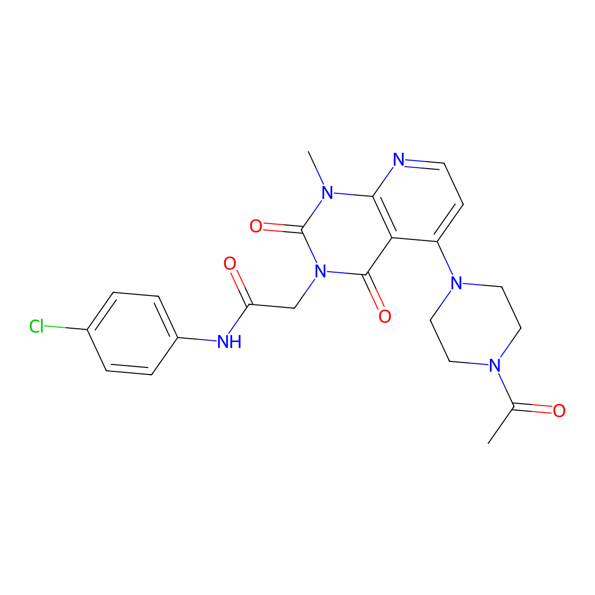 2-(5-(4-acetylpiperazin-1-yl)-1-methyl-2,4-dioxo-1,2-dihydropyrido[2,3-d]pyrimidin-3(4H)-yl)-N-(4-chlorophenyl)acetamide molecular structure, CAS 1021026-23-2